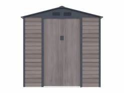 EXPERTLAND Caseta jardín acero galvanizado efecto madera - 4,15 m² - ideal para herramientas- ADELMO Gris antracita / Color natural oscuro Hot