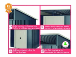 Caseta metal Stark 4,6m2 - 10 años de garantía - 194x239x203cm. Cobertizo jardin^Wasabi Discount
