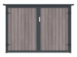 EXPERTLAND Caseta De Jardín|Caseta para bicicletas metal de acero galvanizado efecto madera 4 m² para 4 bicicletas NIKI
