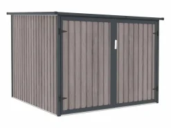 EXPERTLAND Caseta De Jardín|Caseta para bicicletas metal de acero galvanizado efecto madera 4 m² para 4 bicicletas NIKI