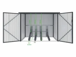 EXPERTLAND Caseta De Jardín|Caseta para bicicletas metal de acero galvanizado efecto madera 4 m² para 4 bicicletas NIKI