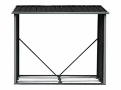 EXPERTLAND Caseta para leña de acero galvanizado 2,23 m3 Ancho 182 x Prof. 83 x Alt. 148 cm DERWOOD Gris antracita Best