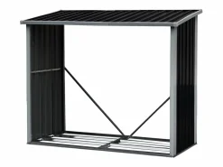 EXPERTLAND Caseta para leña de acero galvanizado 2,23 m3 Ancho 182 x Prof. 83 x Alt. 148 cm DERWOOD Gris antracita Best