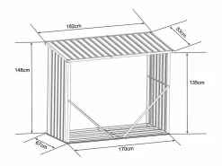 EXPERTLAND Caseta para leña de acero galvanizado 2,23 m3 Ancho 182 x Prof. 83 x Alt. 148 cm DERWOOD Gris antracita Best