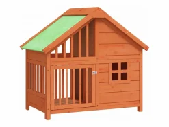 Clicnbuy Seguridad Para Mascotas|Caseta para perros madera maciza de pino marrón 96x60,5x87 cm