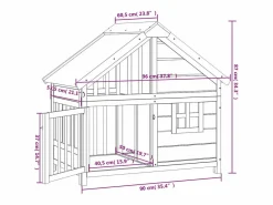 Clicnbuy Seguridad Para Mascotas|Caseta para perros madera maciza de pino marrón 96x60,5x87 cm