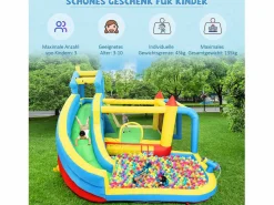 Merax Castillo inflable 5 en 1 para niños - 364 x 315 x 239 cm - Oxford - Con ventilador - Azul Outlet