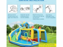 Merax Castillo inflable 5 en 1 para niños - 364 x 315 x 239 cm - Oxford - Con ventilador - Azul Outlet