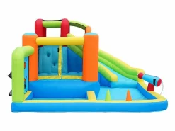 Castillo inflable con trampolines, ventilador, deslizamiento, cesta de baloncesto, de 3 a 8 años, 410x315x203cm^DripeX New