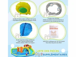 Castillo inflable con trampolines, ventilador, deslizamiento, cesta de baloncesto, de 3 a 8 años, 410x315x203cm^DripeX New