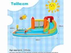 DripeX Castillo Hinchable|Castillo inflable con ventilador, piscina, tobogán, pistola de agua - de 3 a 8 años - carga máxima de 180 kg - 460x343x190cm