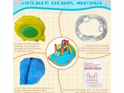 DripeX Castillo Hinchable|Castillo inflable con ventilador, piscina, tobogán, pistola de agua - de 3 a 8 años - carga máxima de 180 kg - 460x343x190cm