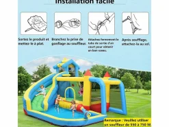 DripeX Castillo Hinchable|Castillo inflable para niños de 3 a 10 años, con soplador - carga máxima de 135 kg - 364x315x239cm