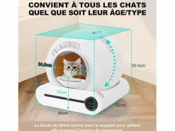 DripeX Cat Hoilet House, Bandeja de arena, limpia automáticamente, olor eliminado, con sensor infrarrojo y aplicación, 48x52x50.5cm Blanco Outlet