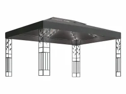 Cenador con doble techo y luces LED 3x4 m Antracita Gris Best
