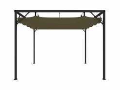 Cenador de jardín con techo retráctil gris taupe 3x3m 180 g/m² ES386734 Topo