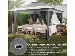 Outsunny Cenador Dhile plegable + cortinas removibles gris oscuro 280x356 cm Gris antracita Clearance