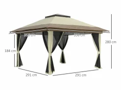 Cenador Dhile plegable + cortinas removibles crema 280x356 cm^Outsunny Discount