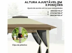 Cenador Dhile plegable + cortinas removibles crema 280x356 cm^Outsunny Discount