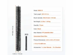 Cepillo de Protección para Canalón SucceBuy 9,1 m Anti-Hojas 12,7 cm, 10 piezas, Material PP + Acero Galvanizado, Peso 1,45 kg Negro Online