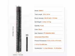 Cepillo Protector de Canalón SucceBuy, Longitud Total 4,6 m, Lote de 5, para Canalones de 12,7 cm, PP + Alambre de Acero Galvanizado^ Clearance