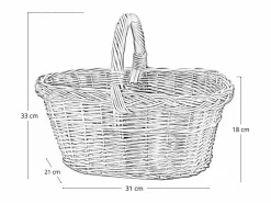 Cesta de almacenamiento de mimbre ovalada con asa tejida Laura Panaro Color natural claro Sale