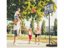 DripeX Cesta De Baloncesto|Cesta de baloncesto, altura ajustable 147-260 cm, con PC de pared posterior de 83x53 cm y base ampliada, 2 ruedas, para niños/adultos-86x83x260cm