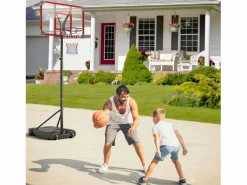 Cesta de baloncesto, altura ajustable 147-260 cm, con PC de pared posterior de 83x53 cm y base ampliada, 2 ruedas, para niños/adultos-86x83x260cm^DripeX Best