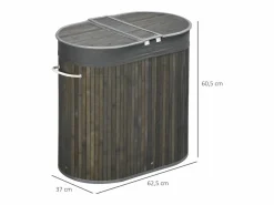 Cesta de bambú para la colada con tapa, 100 l, 2 bolsas extraíbles, (62,5 x 37 x 60,5 cm)^ Best