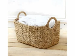 Calicosy Cesta de jacinto de agua con asas - 40 x 23 x 26 cm Color natural claro Outlet