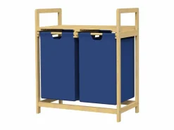 Cesta de lavandería de bambú Colector de lavandería cofre de lavandería cesta 2 bolsas de lavandería Clasificador de lavandería^ Discount