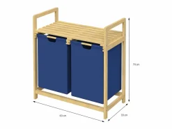 Cesta de lavandería de bambú Colector de lavandería cofre de lavandería cesta 2 bolsas de lavandería Clasificador de lavandería^ Discount