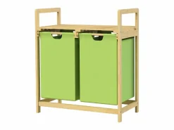 Cesta de lavandería de bambú colector de lavandería cesta de lavandería 2 bolsas de lavandería clasificador de lavandería Verde Sale