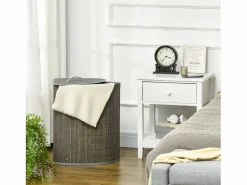 Cesta de lavandería de bambú con tapa y bolsa extraíble, 55 l, (38 x 38 x 57 cm)^ Sale