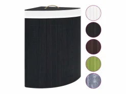 Cesta de lavandería de esquina de bambú negra de 60 l^ Outlet