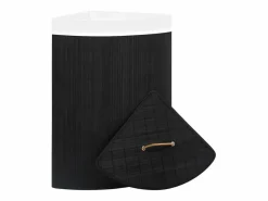 Cesta de lavandería de esquina de bambú negra de 60 l^ Outlet