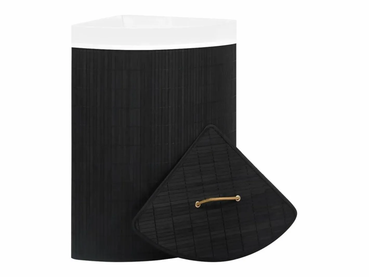 Cesta de lavandería de esquina de bambú negra de 60 l^ Outlet