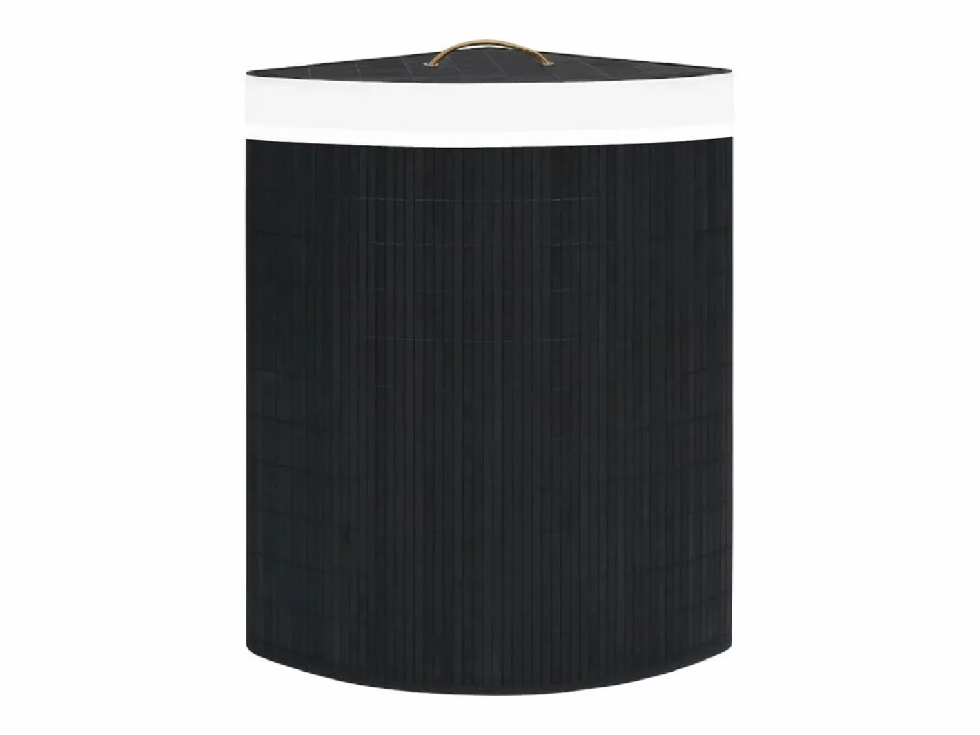 Cesta de lavandería de esquina de bambú negra de 60 l^ Outlet