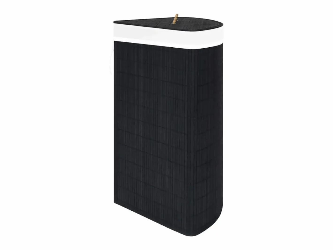 Cesta de lavandería de esquina de bambú negra de 60 l^ Outlet