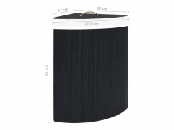 Cesta de lavandería de esquina de bambú negra de 60 l^ Outlet