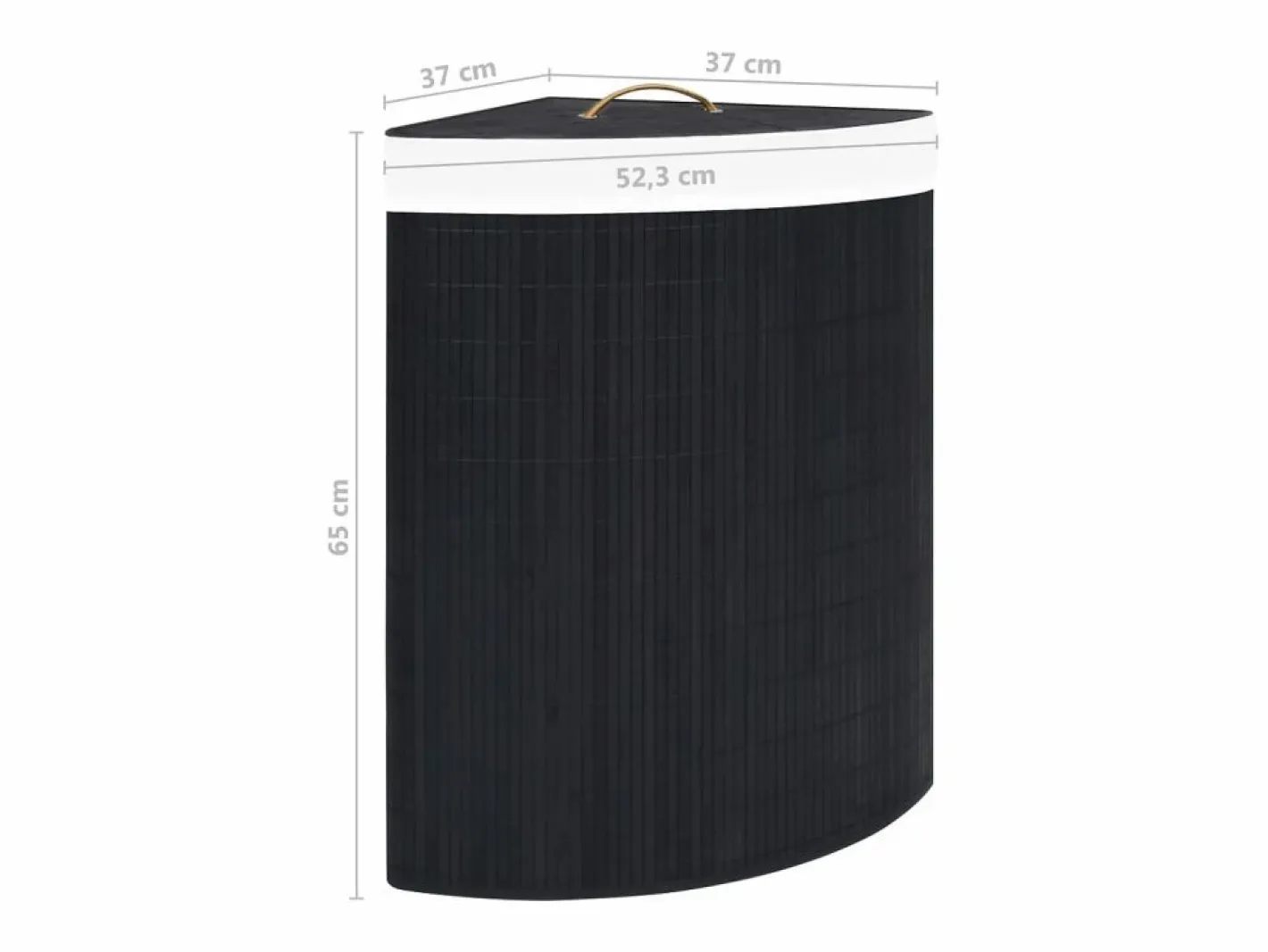 Cesta de lavandería de esquina de bambú negra de 60 l^ Outlet