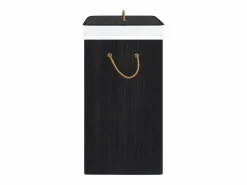 Cesta de lavandería de una sola sección de bambú Negro