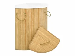 Cesta de lavandería esquinera de bambú de 60 L^ Discount