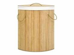 Cesta de lavandería esquinera de bambú de 60 L^ Discount