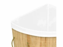 Cesta de lavandería esquinera de bambú de 60 L^ Discount