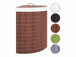 Cesto De Ropa|Cesta de lavandería esquinera de bambú marrón 60 L
