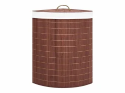 Cesto De Ropa|Cesta de lavandería esquinera de bambú marrón 60 L