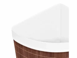 Cesto De Ropa|Cesta de lavandería esquinera de bambú marrón 60 L