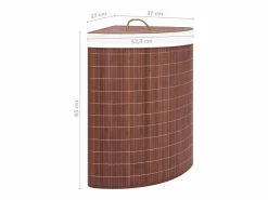 Cesto De Ropa|Cesta de lavandería esquinera de bambú marrón 60 L
