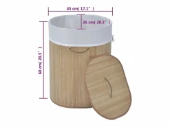 Cesta de lavandería ovalada de bambú natural Marru00f3n Hot